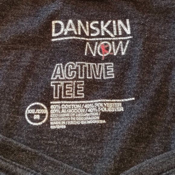 Danskin Now Active tee workout tee with gray and purple print, cuffed sleeves M - Picture 4 of 11